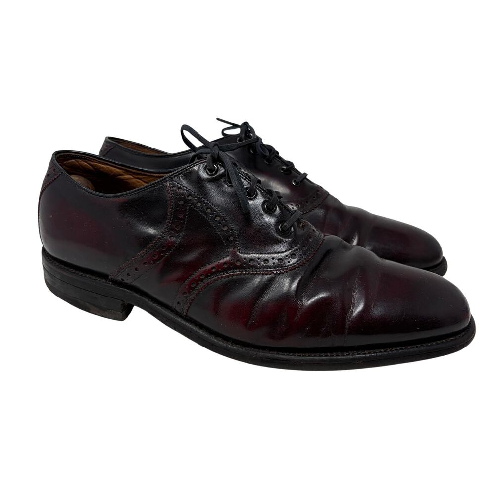 Carroll & Co Johnston Murphy Oxford Wingtip Brogues Mens 10.5 D Maroon Leather